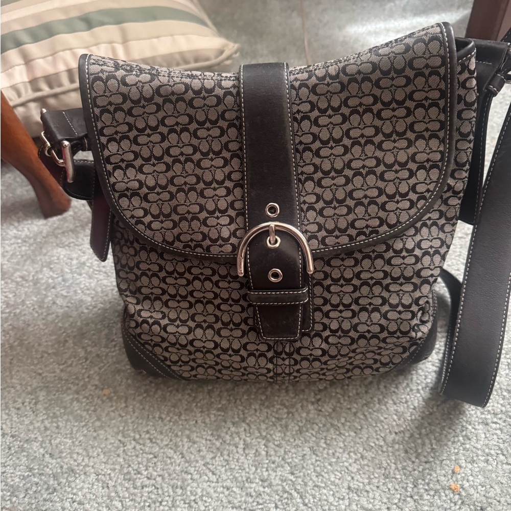 Coach Black and Gray Signature Messenger Bag